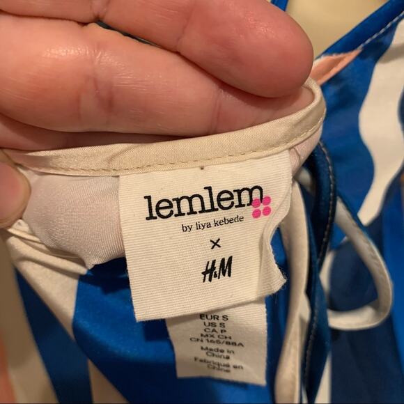 Lemlem X H&M Blue Stripe Midi Slip Dress Size S Contemporary Nautical Y2K Glam - Picture 8 of 15